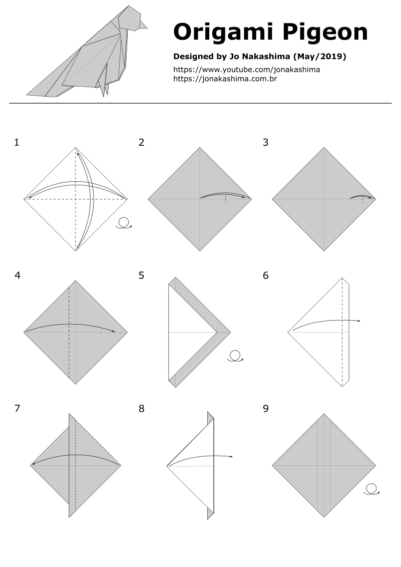 Origami Pigeon diagrams - page 1