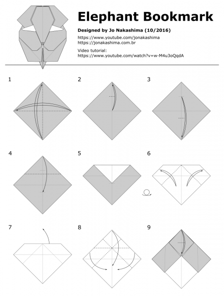 Origami Elephant Bookmark - Jo Nakashima