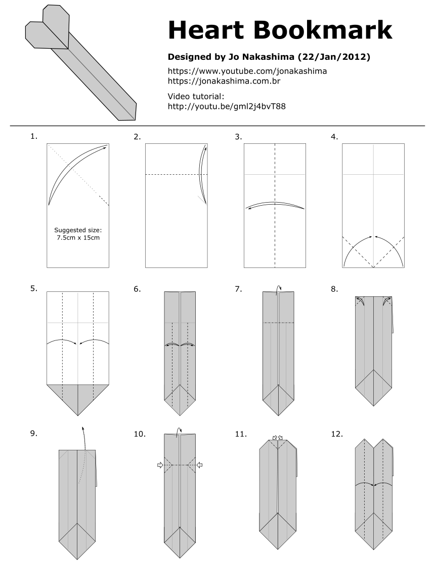 Origami Heart Bookmark - Jo Nakashima
