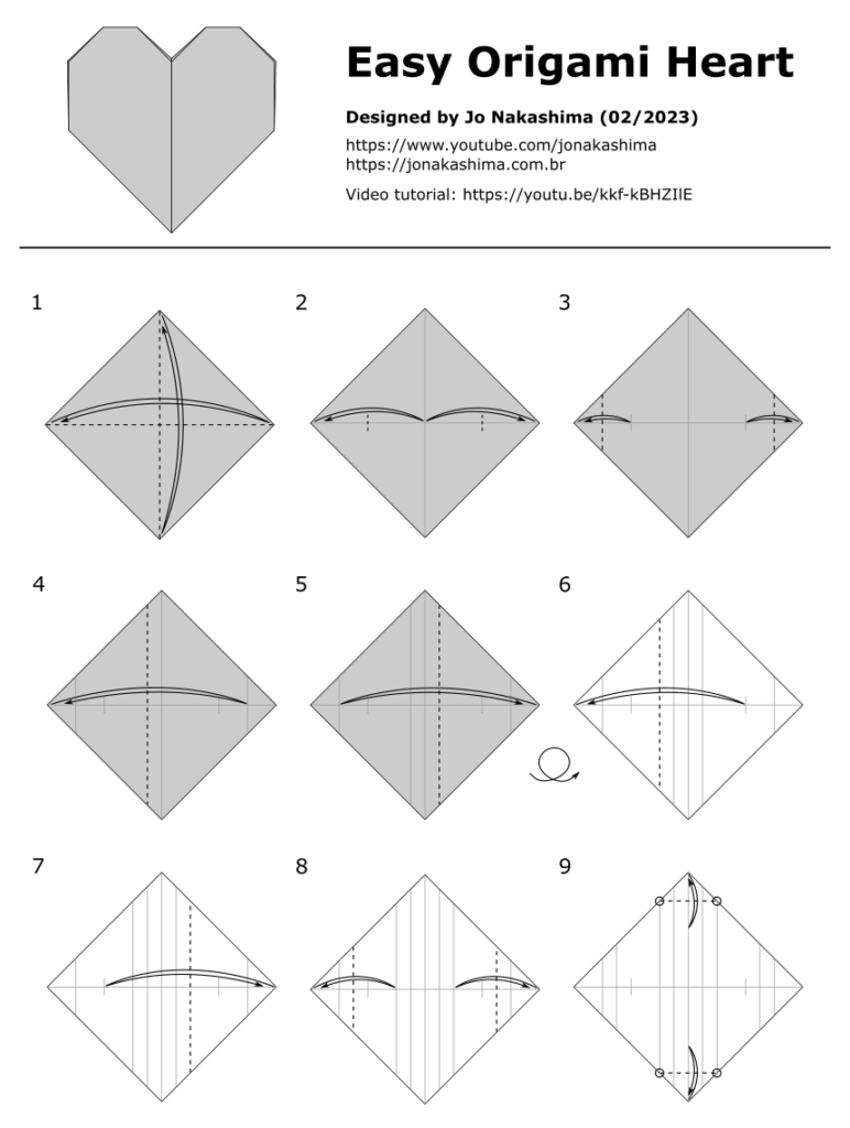 Easy Origami Heart by Jo Nakashima - Diagrams page 1