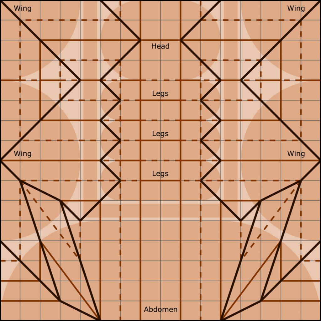 Origami Dragonfly crease pattern