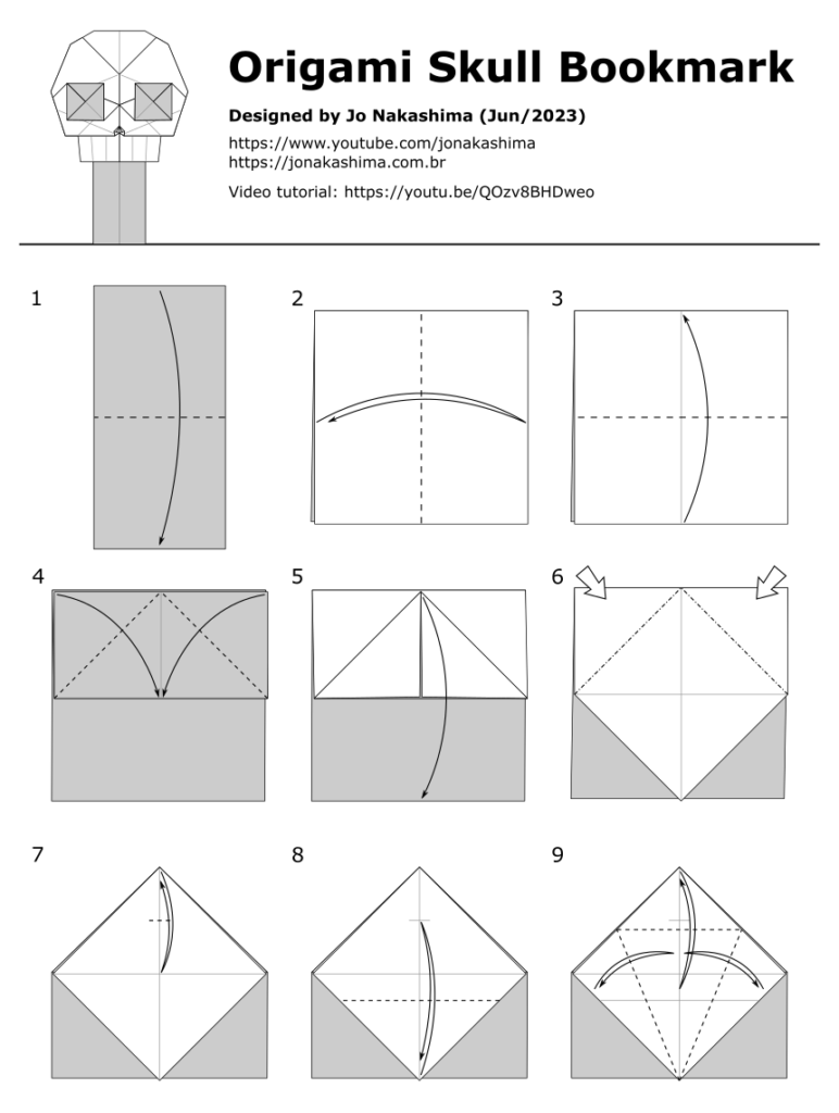 Paper Skull Tutorial Origami Skull Bookmark - Jo Nakashima