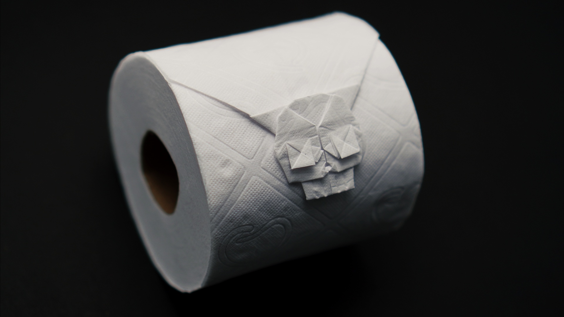 Origami Toilet Paper Skull by Jo Nakashima