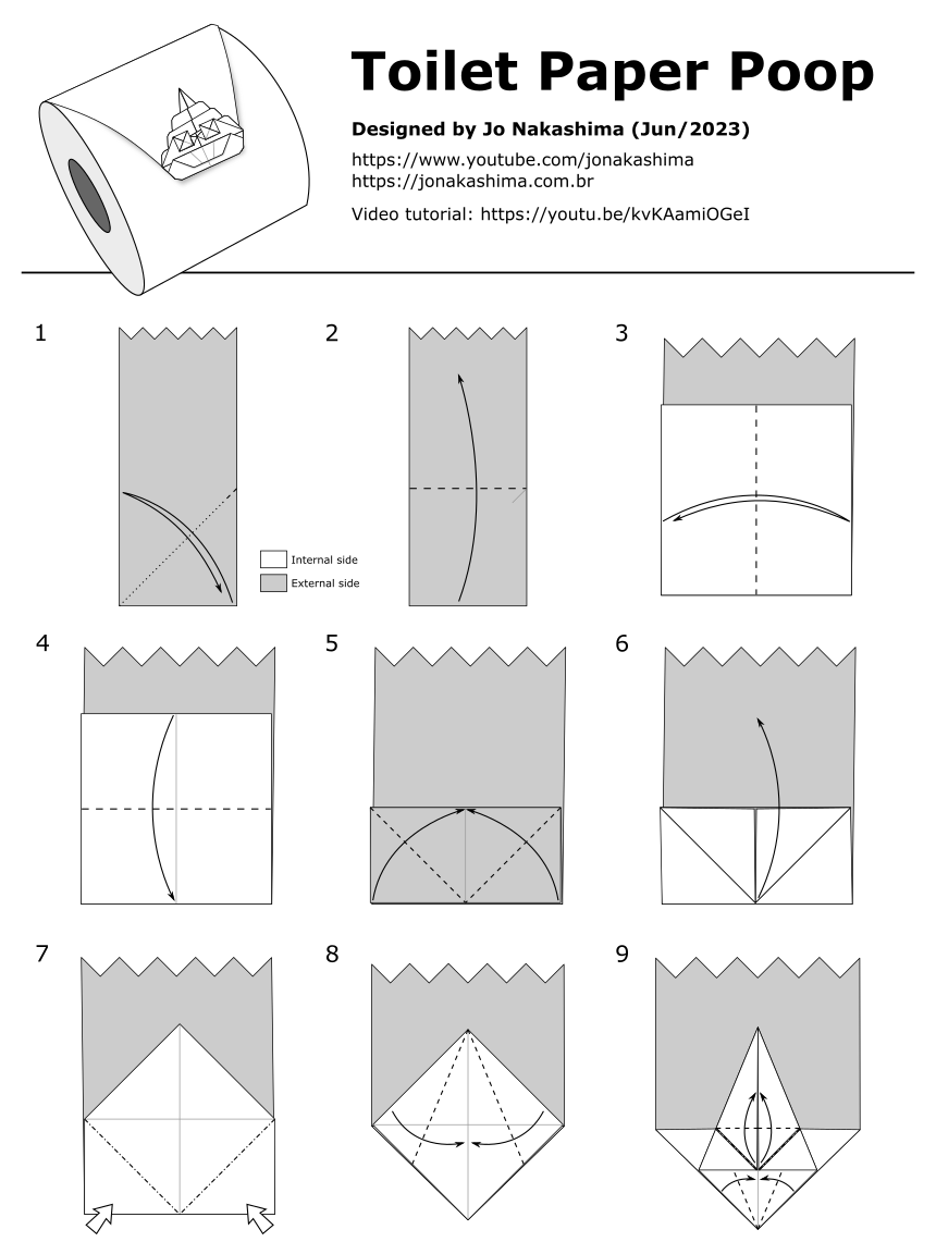 Origami Toilet Paper Poop diagrams - page 1