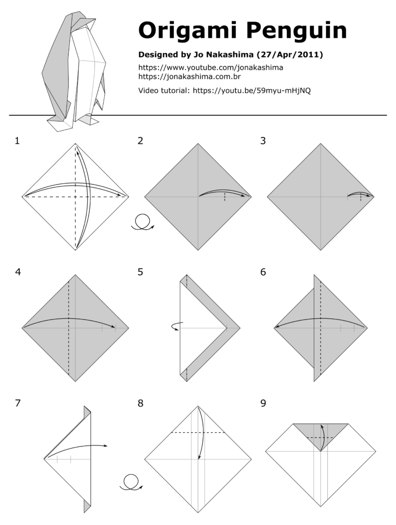 Origami Penguin - Diagrams and Video - Jo Nakashima